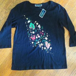 Holiday Christmas Karen Scott size L large Shirt NWT
